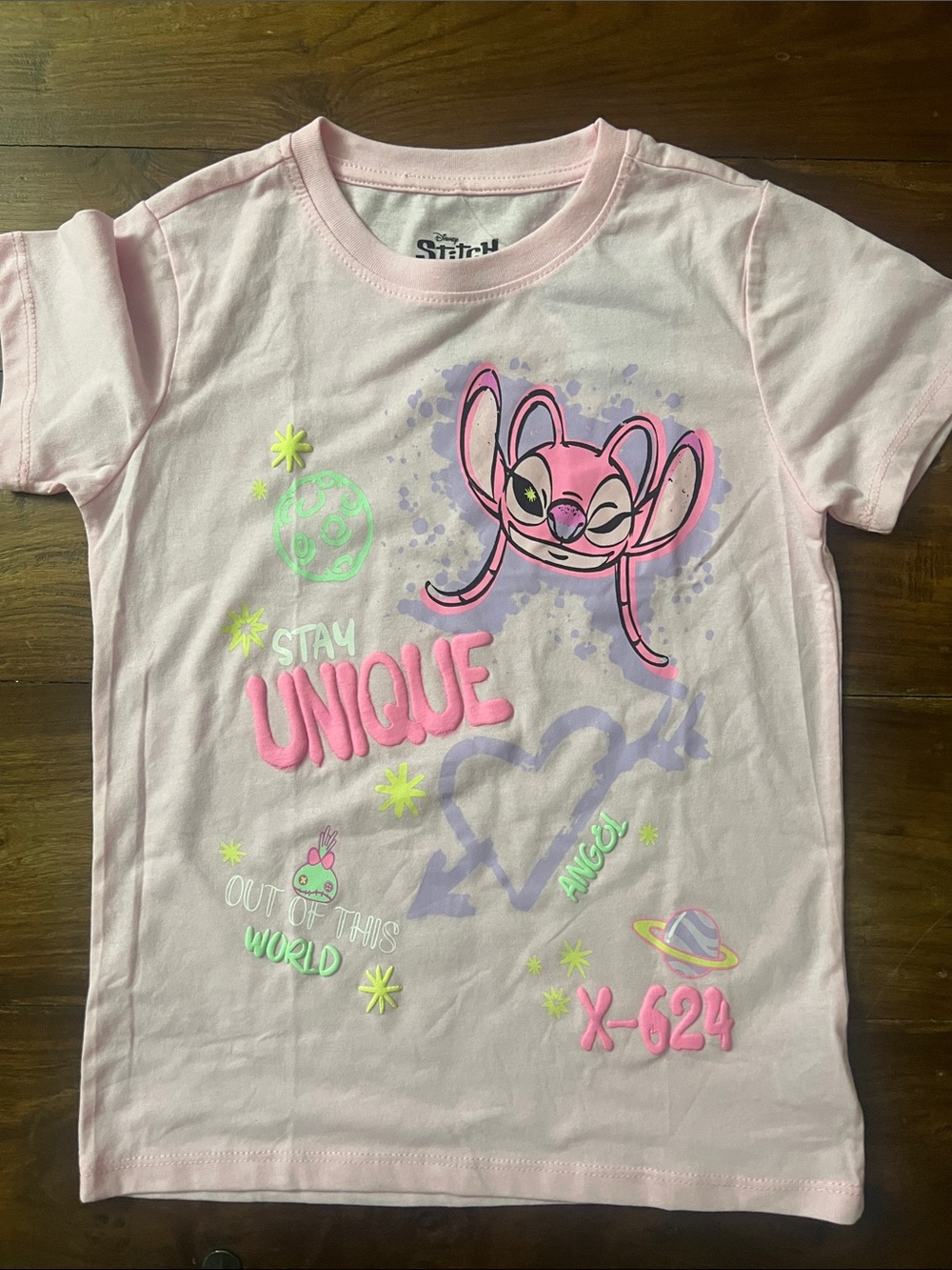 Girls Disney Stitch Pink 'Stay Unique' Graphic Tee